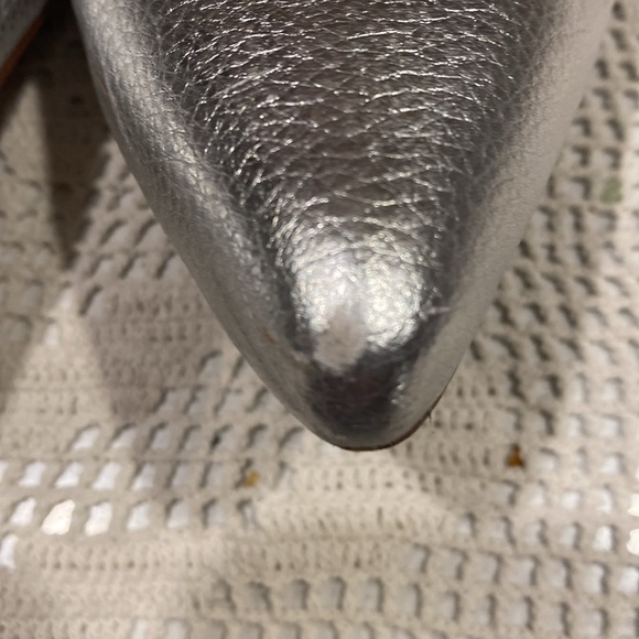 Lines Paola Leather Silver Metallic Pointy Toe Ballerina Slipper Flats, Size 8M - Picture 9 of 10